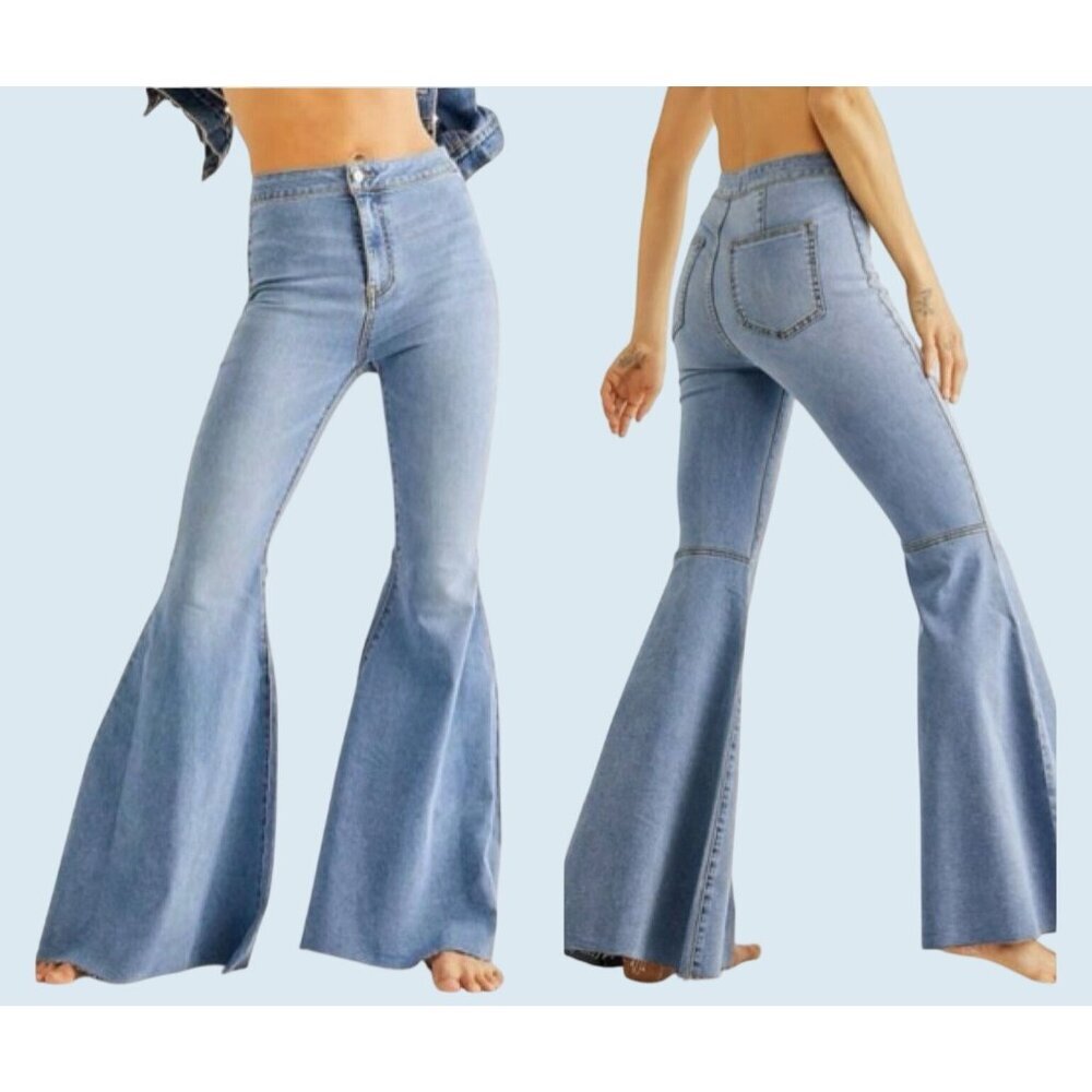 FREE PEOPLE  Just Float On Flare Bell Bottom Retro Jeans Size 26